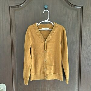 H&M Boys Mustard Yellow Knit Cardigan 8–10Y 100% Cotton Button Cozy Sweater